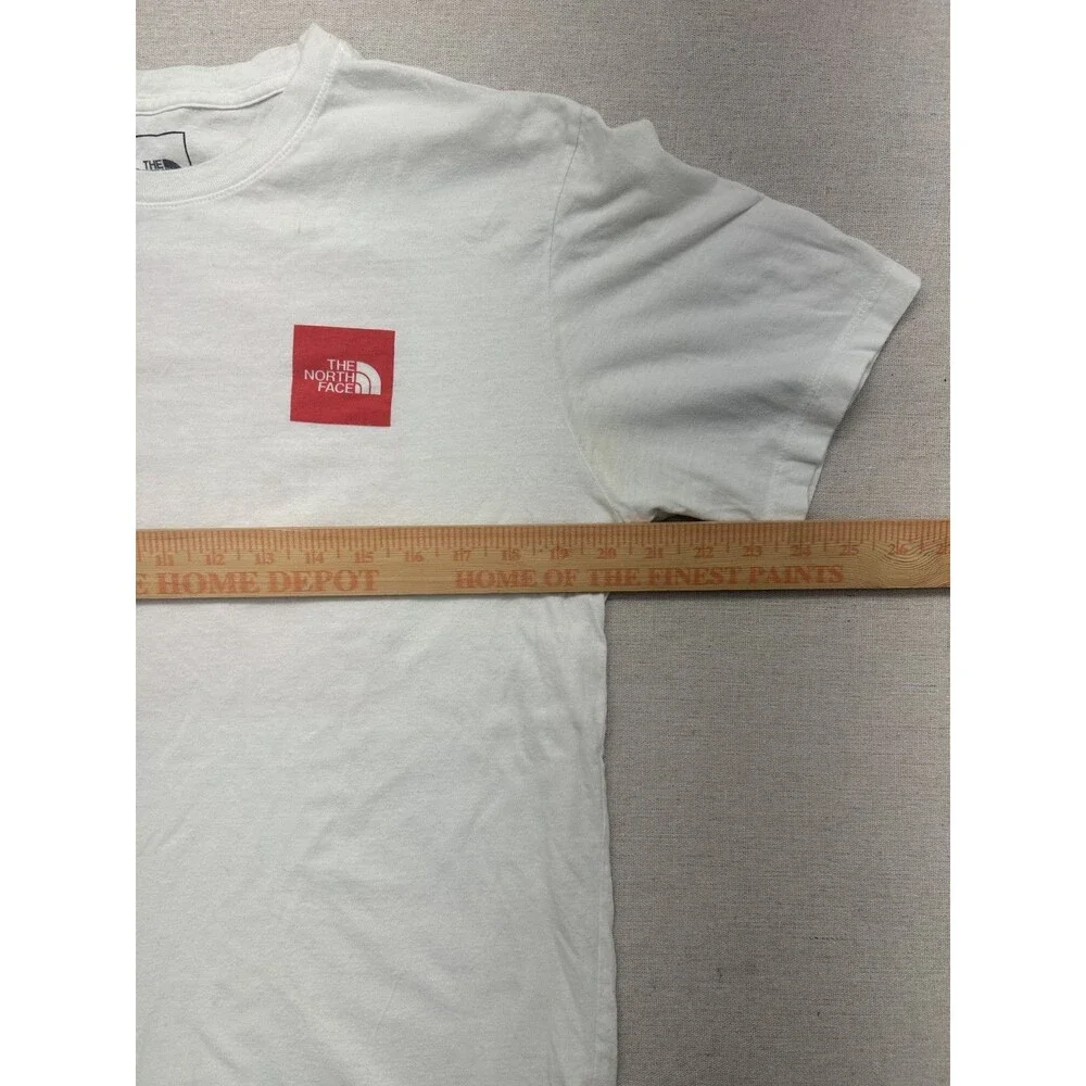 The North Face Mens White Short Sleeve T-Shirt Size Medium Red Front & Back Logo